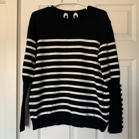 Quince Women’s Boutiquefeel Striped Button Decor Long Sleeve Sweater Size S NWOT - Picture 2 of 5